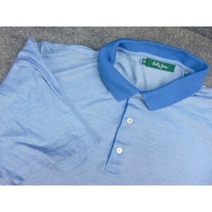 Bobby Jones Polo Shirt Men XXL Blue Solid Short Sleeve Golf Preppy Made in Italy